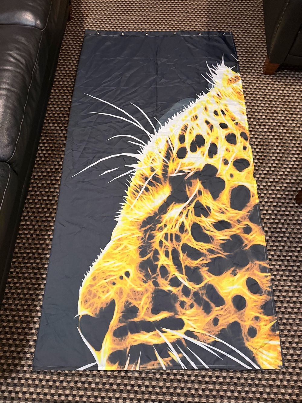 Black & Yellow Leopard Print Shower Curtain - Stylish Animal Design
